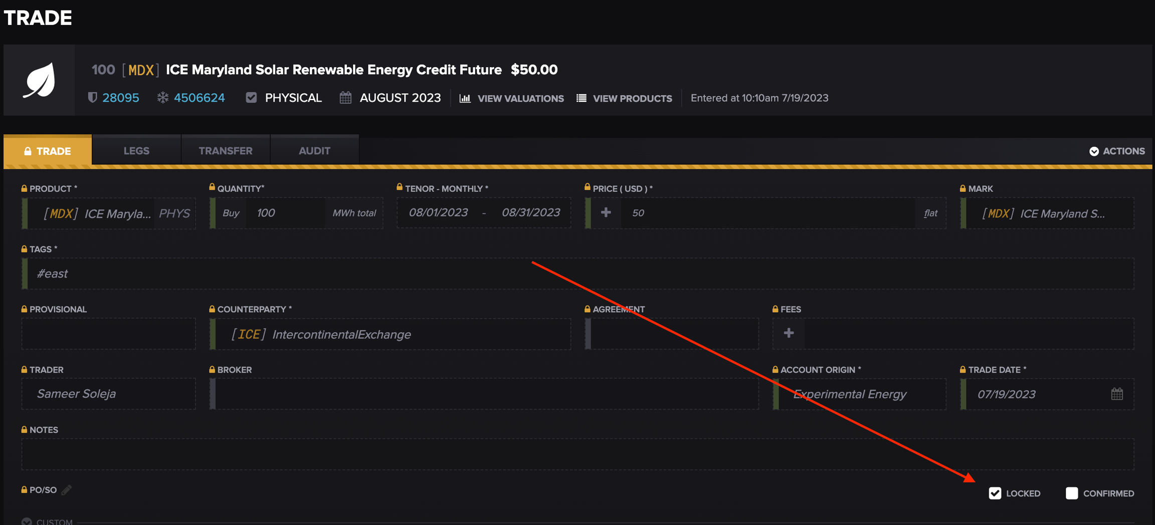 Unlocking a Single Trade